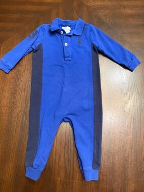 Ralph Lauren Royal Blue & Navy Polo Footie One-Piece